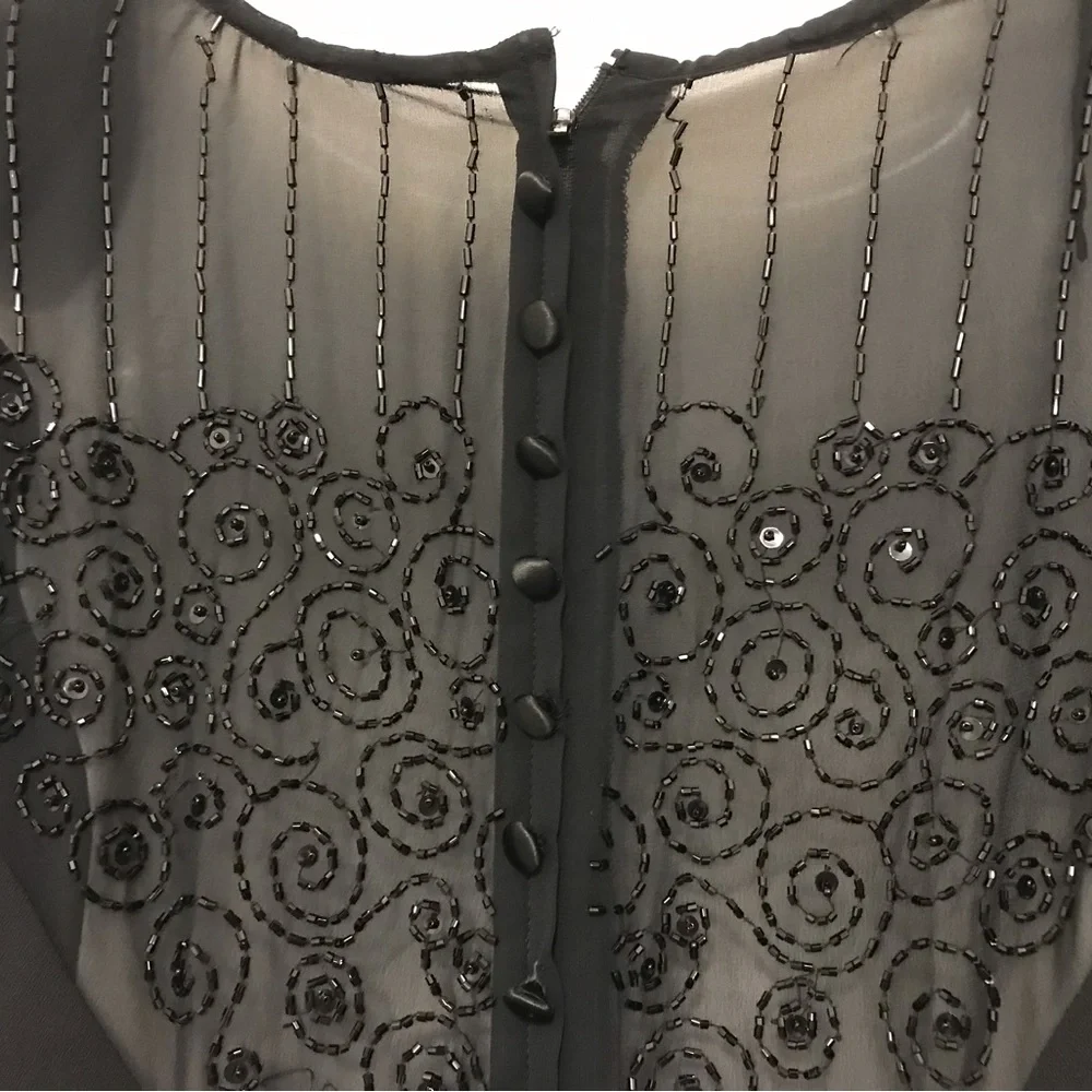 Evening beaded black dress women’s size 10 - Picture 4 of 10